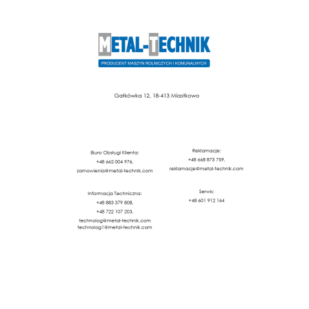 Części do Ładowacza czołowego Metal-Technik MTS-900